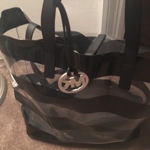 Mk clear bag with stripes,